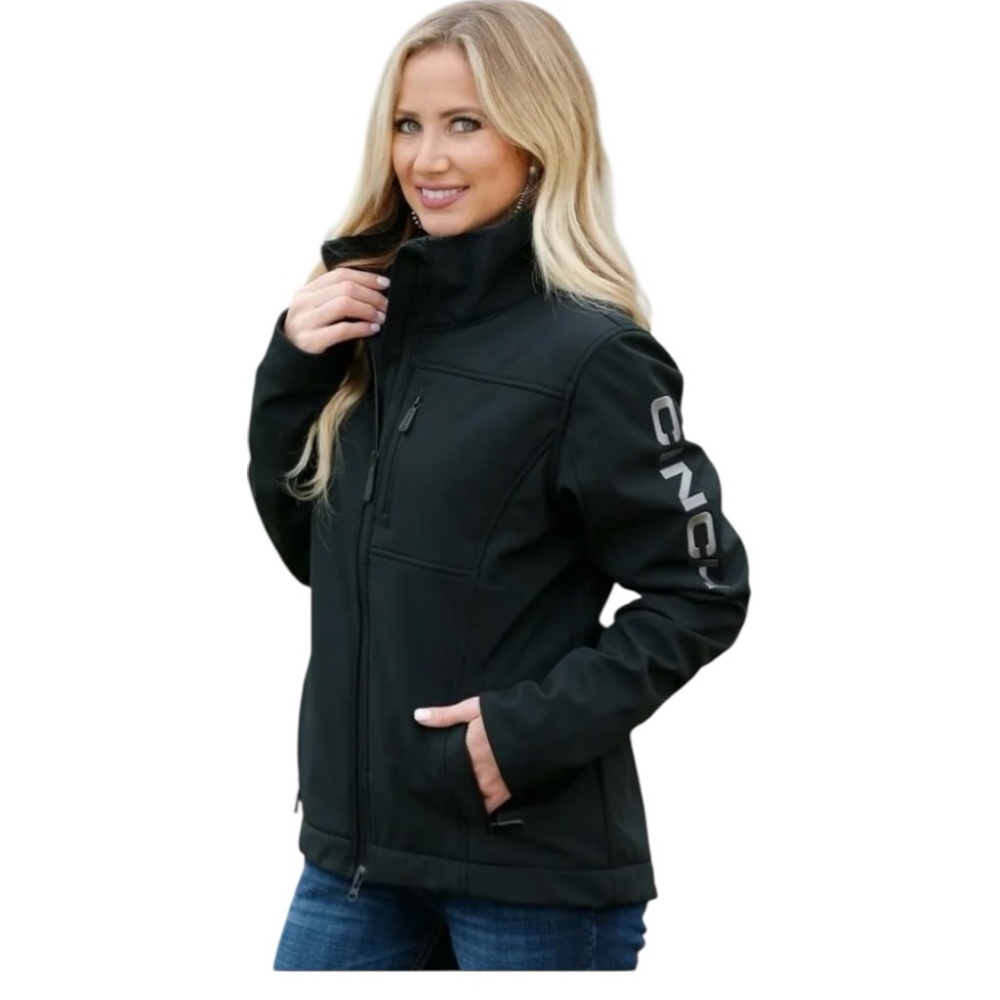 Cinch Women's Concealed Carry Bonded water& Rain Proof Soft Shell Black Jacket M
